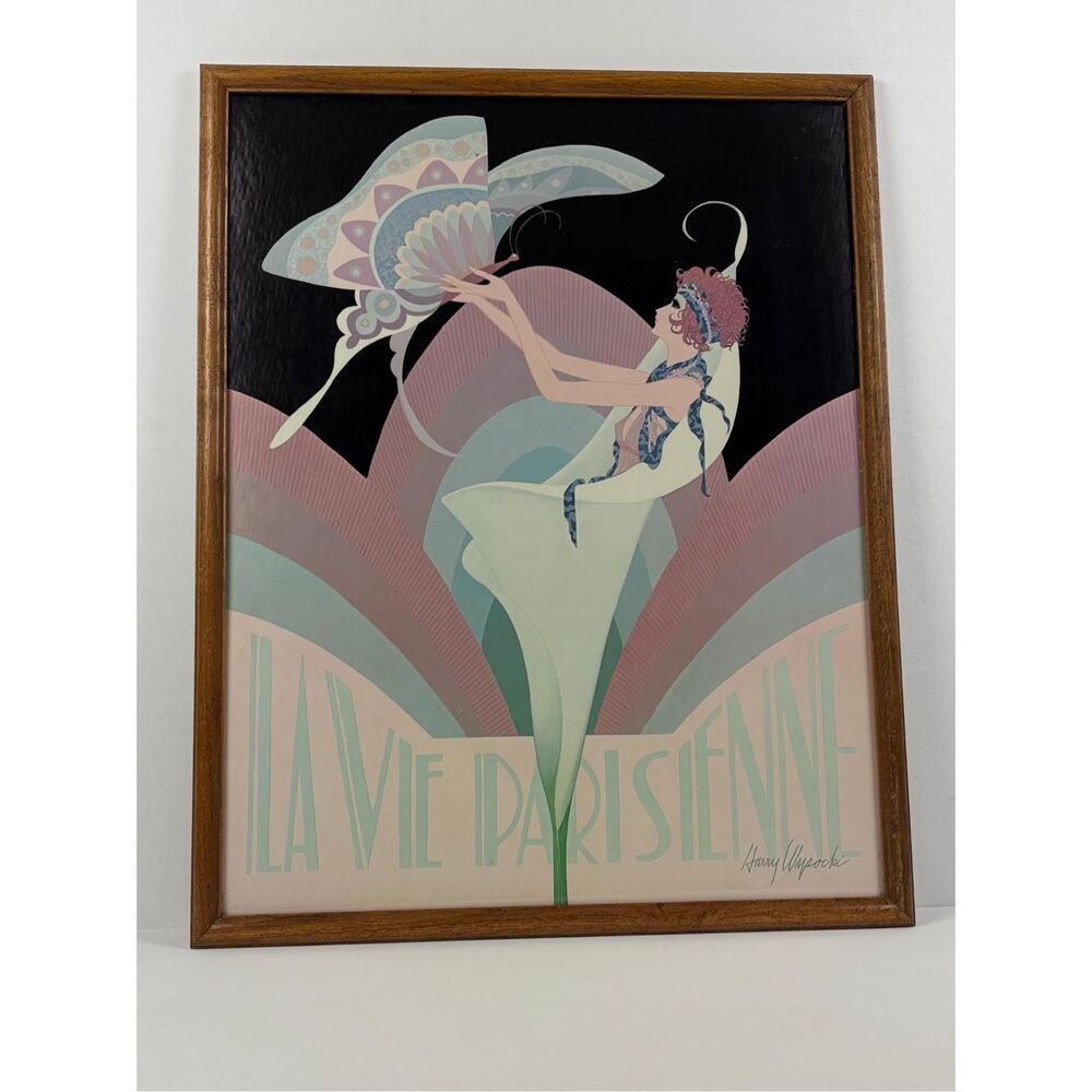 Vintage Harry Wysocki La Vie Parisienne Poster Print Large 29x24 Art Deco Style